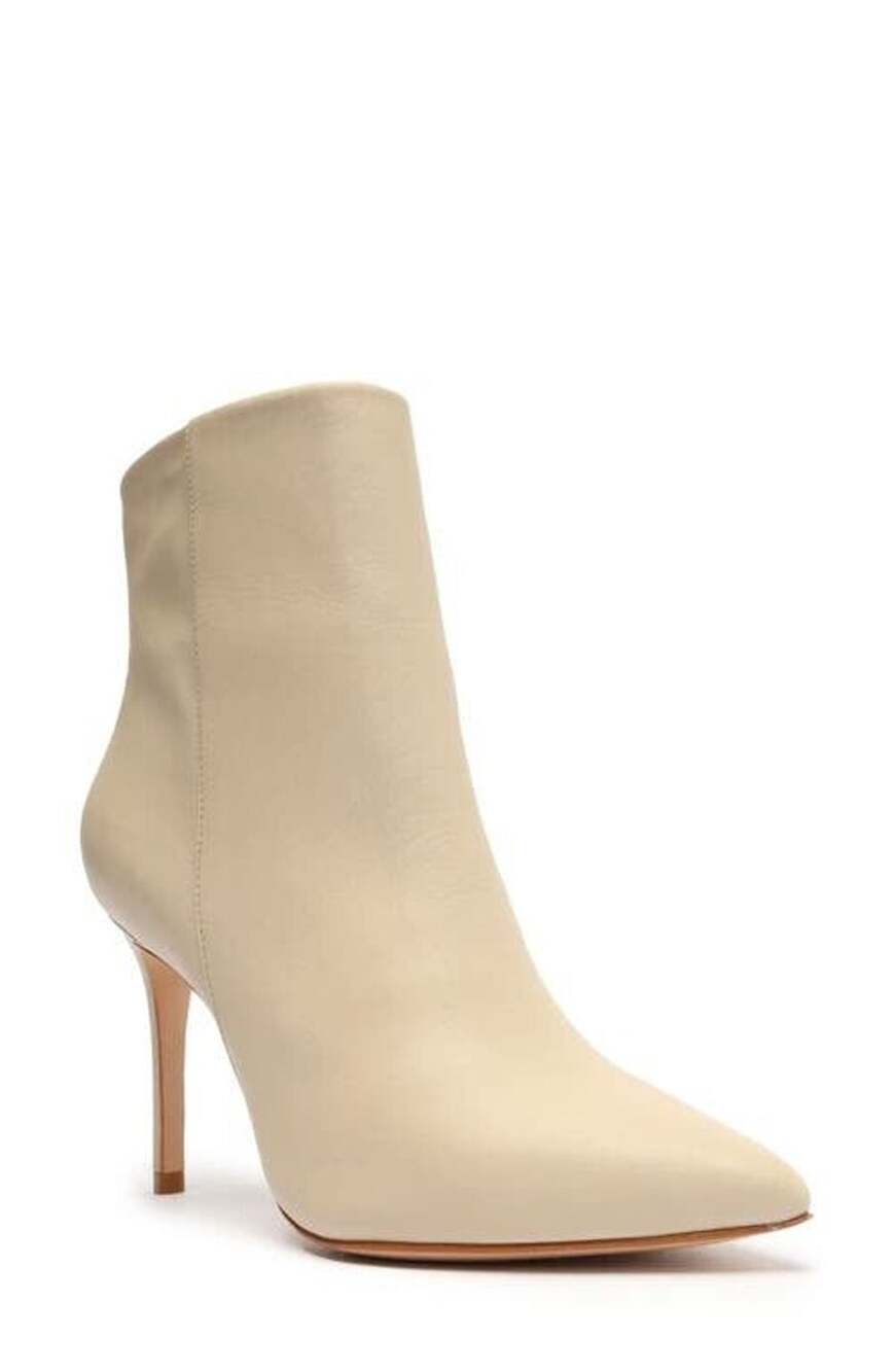 Schutz Mikki Ankle Boots Womens 9B Beige Leather Side Zip Pointed Toe Bootie S33